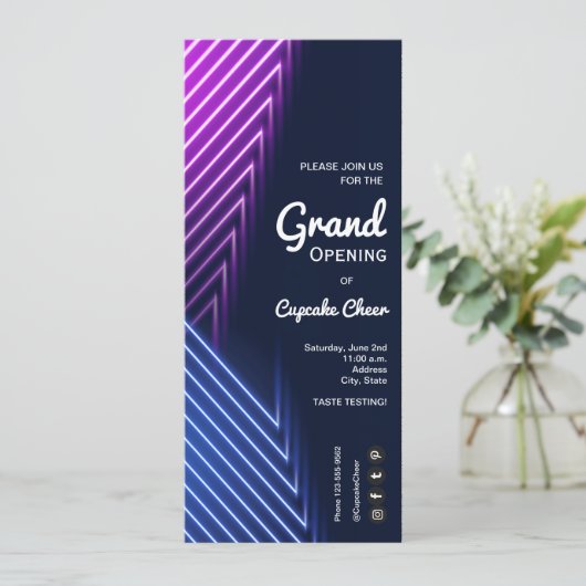 Grand Opening Neon Einladung (Stehend Vorderseite)