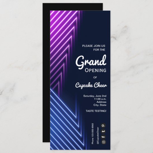 Grand Opening Neon Einladung (Vorne/Hinten)