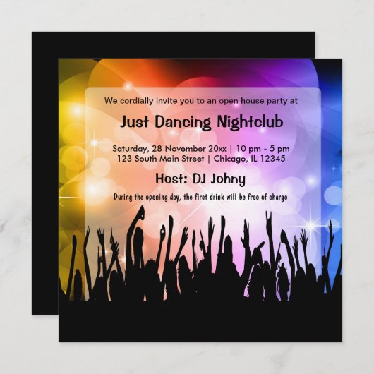 Grand Opening Night Club Einladung (Vorne/Hinten)