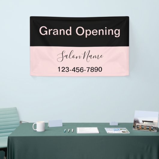 Grand Opening Pale & Black Beauty Salon Name Banner (Messeveranstaltung)