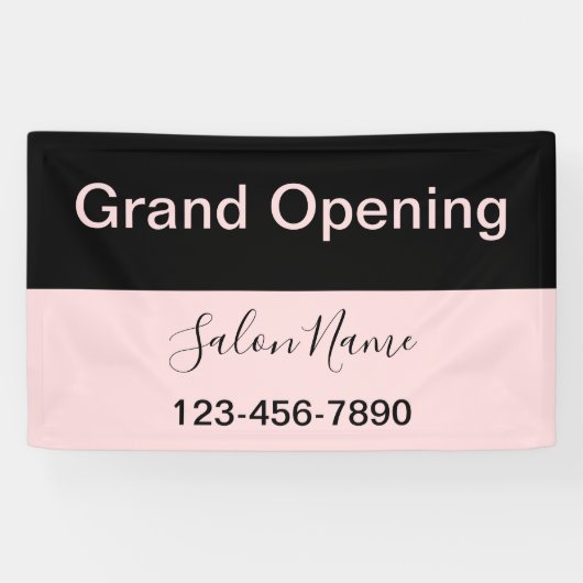 Grand Opening Pale & Black Beauty Salon Name Banner (Horizontal)
