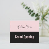 Grand Opening Pale Black Beauty Salon Name Postkarte (Stehend Vorderseite)