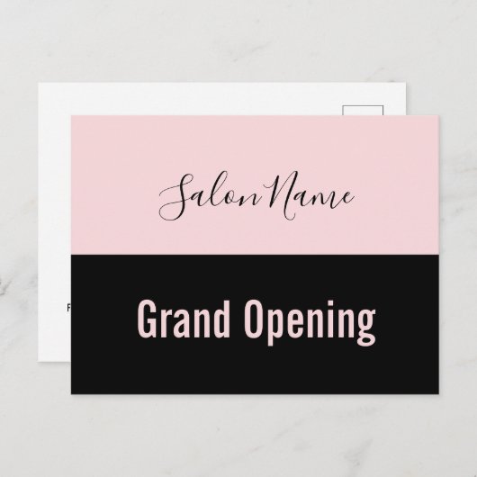 Grand Opening Pale Black Beauty Salon Name Postkarte (Vorne/Hinten)