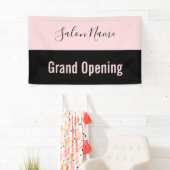 Grand Opening Pale Black Script Schönheitssalon Banner (Insitu)