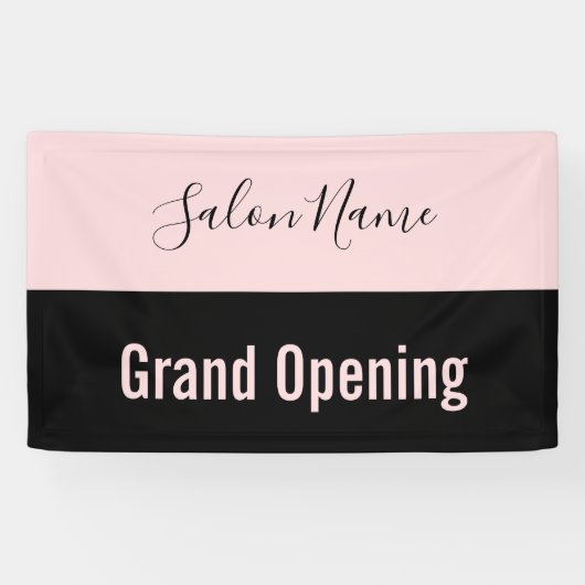 Grand Opening Pale Black Script Schönheitssalon Banner (Horizontal)