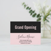Grand Opening Pale Black Script Schönheitssalon Postkarte (Stehend Vorderseite)