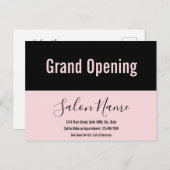 Grand Opening Pale Black Script Schönheitssalon Postkarte (Vorne/Hinten)