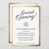 GRAND OPENING PARTY - Modernes Business Gold Einladung (Vorne/Hinten)