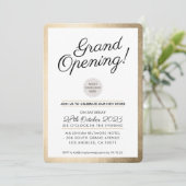 GRAND OPENING PARTY - Modernes Business Gold Einladung (Stehend Vorderseite)