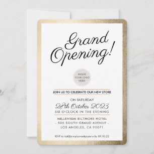 GRAND OPENING PARTY - Modernes Business Gold Einladung