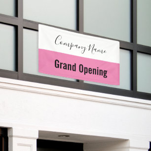 Grand Opening Pink Schwarz-weiß Company Name Scrip Banner