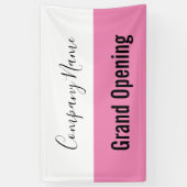 Grand Opening Pink Schwarz-weiß Company Name Scrip Banner (Vertikal)