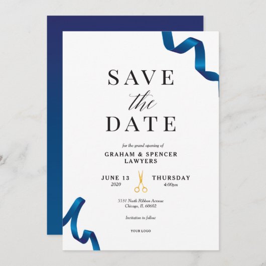 Grand Opening Save the Date Einladung (Vorne/Hinten)