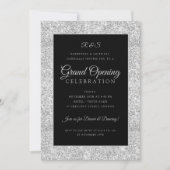Grand Opening Silver Glitzer Einladung (Vorderseite)