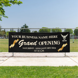 Grand Opening von Black & Gold-Logos Banner