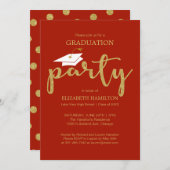 Grand Party Gold Rote Einladungen (Vorne/Hinten)