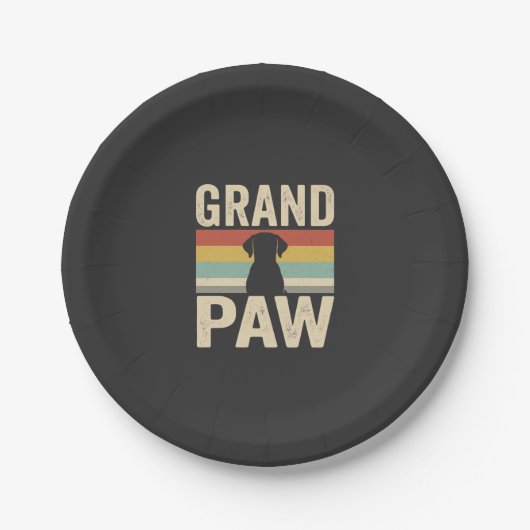 Grand Paw Vintage Hund Retro Pappteller (Vorderseite)