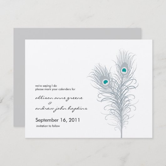 Grand Peacock Metallic Silver/Aquamarin Save the D Save The Date (Vorne/Hinten)