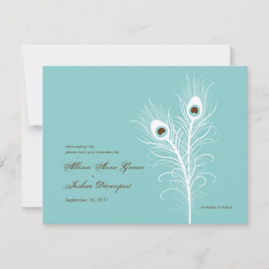 Grand Peacocks Save the Date Einladung (Vorderseite)