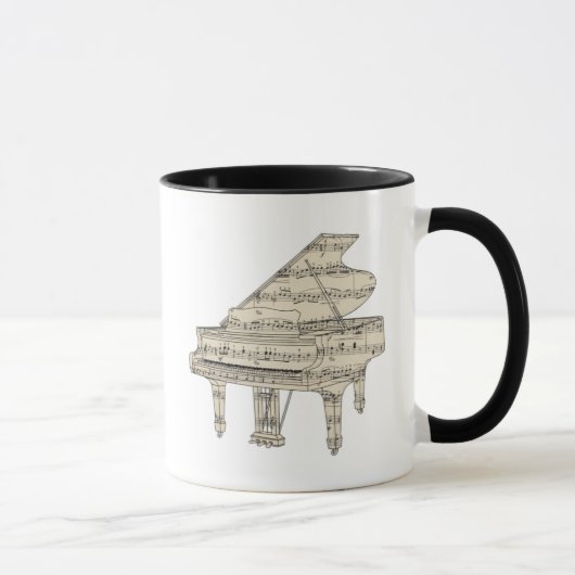 Grand Piano and Music Notes Tasse (Rechts)