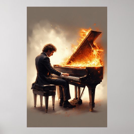 Grand Piano Fiery Performance Poster (Vorne)