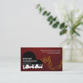 Grand Piano Gold Musiknote Pianist Visitenkarte (Stehend Vorderseite)