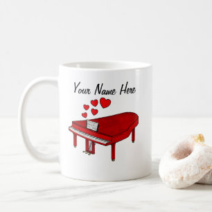 Grand Piano Hearts Pianist Musiker Custom Kaffeetasse