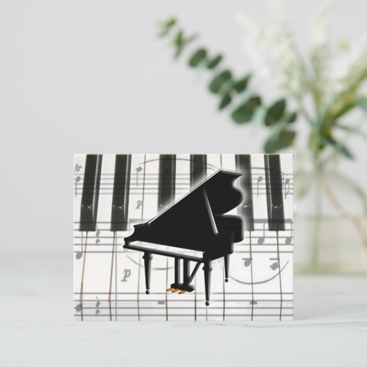 Grand Piano Keyboard & Notes Postkarte (Stehend Vorderseite)