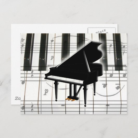 Grand Piano Keyboard & Notes Postkarte (Vorne/Hinten)