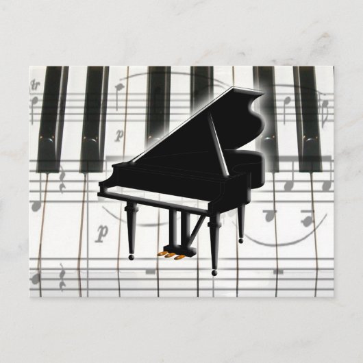 Grand Piano Keyboard & Notes Postkarte (Vorderseite)