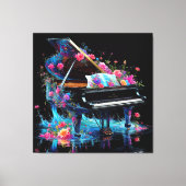 Grand Piano mit künstlerischem Floral Leinwanddruck (Vorderseite)