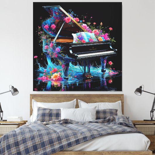 Grand Piano mit künstlerischem Floral Leinwanddruck (Insitu (Schlafzimmer))