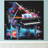 Grand Piano mit künstlerischem Floral Leinwanddruck (Insitu (Holzboden))