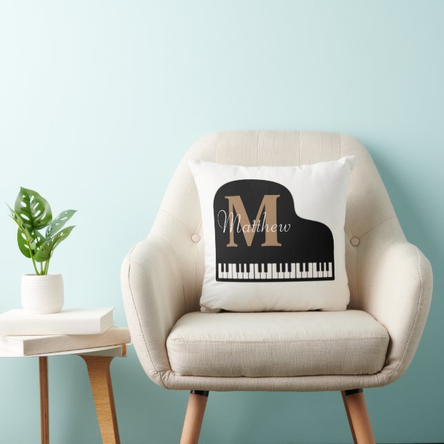 Grand Piano Monogram mit Namen Pianist Kissen (Stuhl )