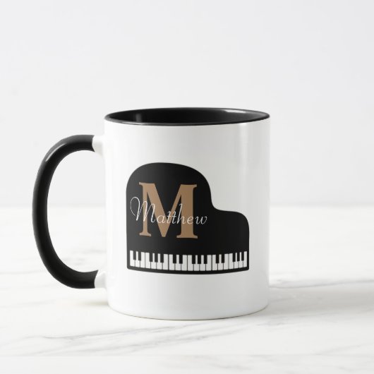 Grand Piano Monogram mit Namen Pianist Tasse (Links)
