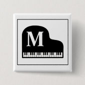 Grand Piano Monogram Pianist Black and White Button (Vorderseite)