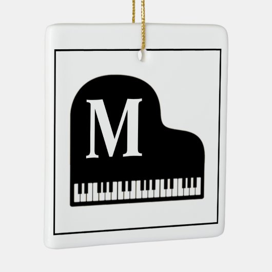 Grand Piano Monogram Pianist Black and White Keramikornament (Rechts)