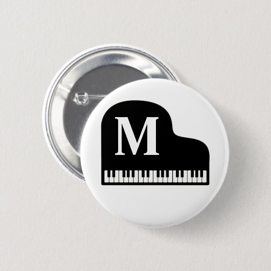 Grand Piano Monogram Pianist personalize Button (Vorne & Hinten)