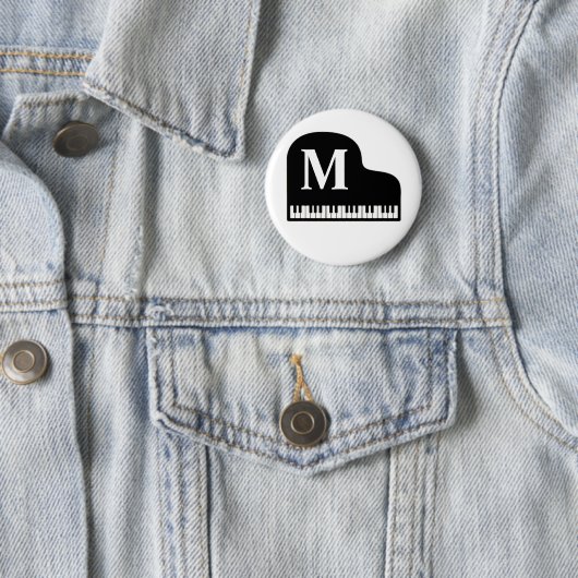 Grand Piano Monogram Pianist personalize Button (Beispiel)