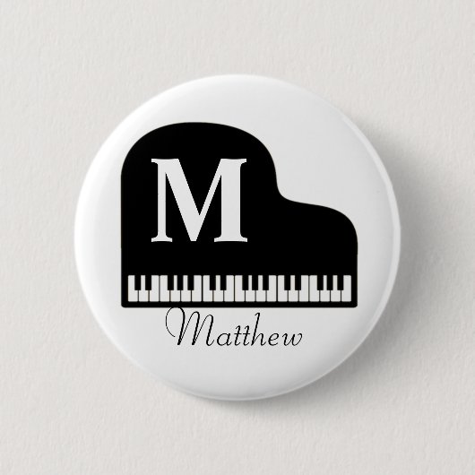 Grand Piano Monogram Pianist personalize Button (Vorderseite)