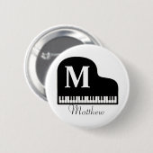 Grand Piano Monogram Pianist personalize Button (Vorne & Hinten)