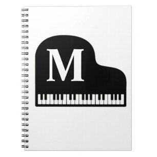 Grand Piano Monogram Pianist personalize Notizblock