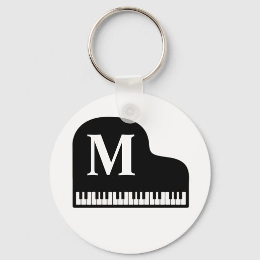 Grand Piano Monogram Pianist personalize Schlüsselanhänger (Vorderseite)