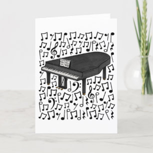 Grand Piano Musical Notes Pianist Musical Feiertagskarte