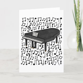 Grand Piano Musical Notes Pianist Musical Feiertagskarte