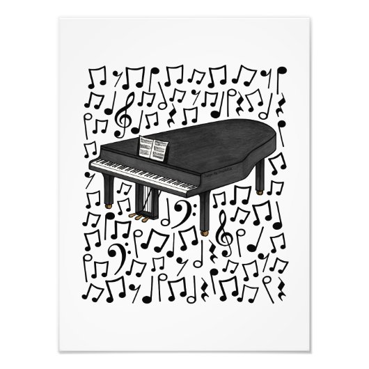 Grand Piano Musical Notes Pianist Musical Fotodruck (Vorne)