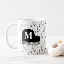 Grand Piano Musiknote Monogram Pianist
