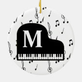 Grand Piano Musiknote Monogram Pianist Keramik Ornament (Hinten)