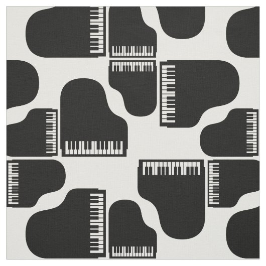 Grand Piano Muster Retro Black & White Musik Stoff (Muster)