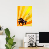 Grand Piano Notes Yellow and Gold Poster (Heimbüro)